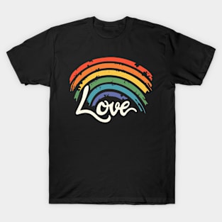 Love Distressed Rainbow Design T-Shirt